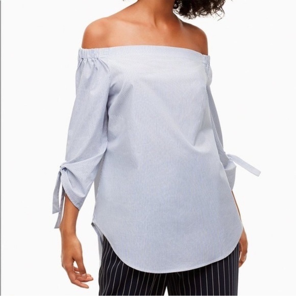Aritzia Babaton Malik Off Shoulder Pin Striped Top - Picture 1 of 11